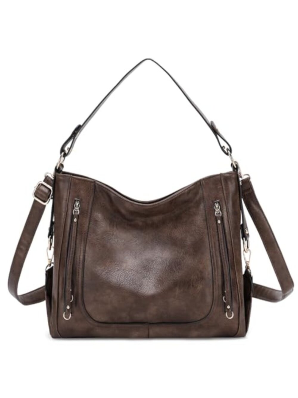 Vegan Leather Hobo Bag Large Capacity Shoulder Purse Work